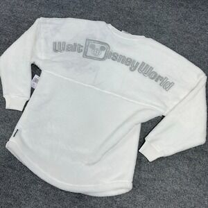 Disney World Parks Sherpa Spirit Jersey White Silver Fuzzy Sweater Women S *READ